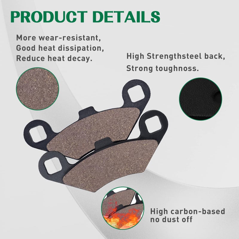 Cyleto Front and Rear Brake Pads for Polaris Sportsman 500 400 335 Scrambler 400 500 Trail Blazer 250 400 Magnum 325 500 Sport 400 Diesel 455 Xpedition 425 325 Trail Boss 325 - Image 4